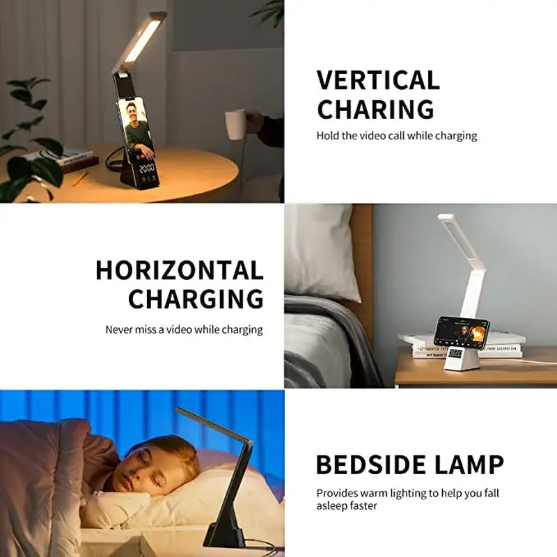 Lumicharge-Mini 7 in 1 Multifunctional LED Desk Lamp with Wireless Charger Adjustable RGB Lighting USB Port & Built-In Display for Indoor Lighting