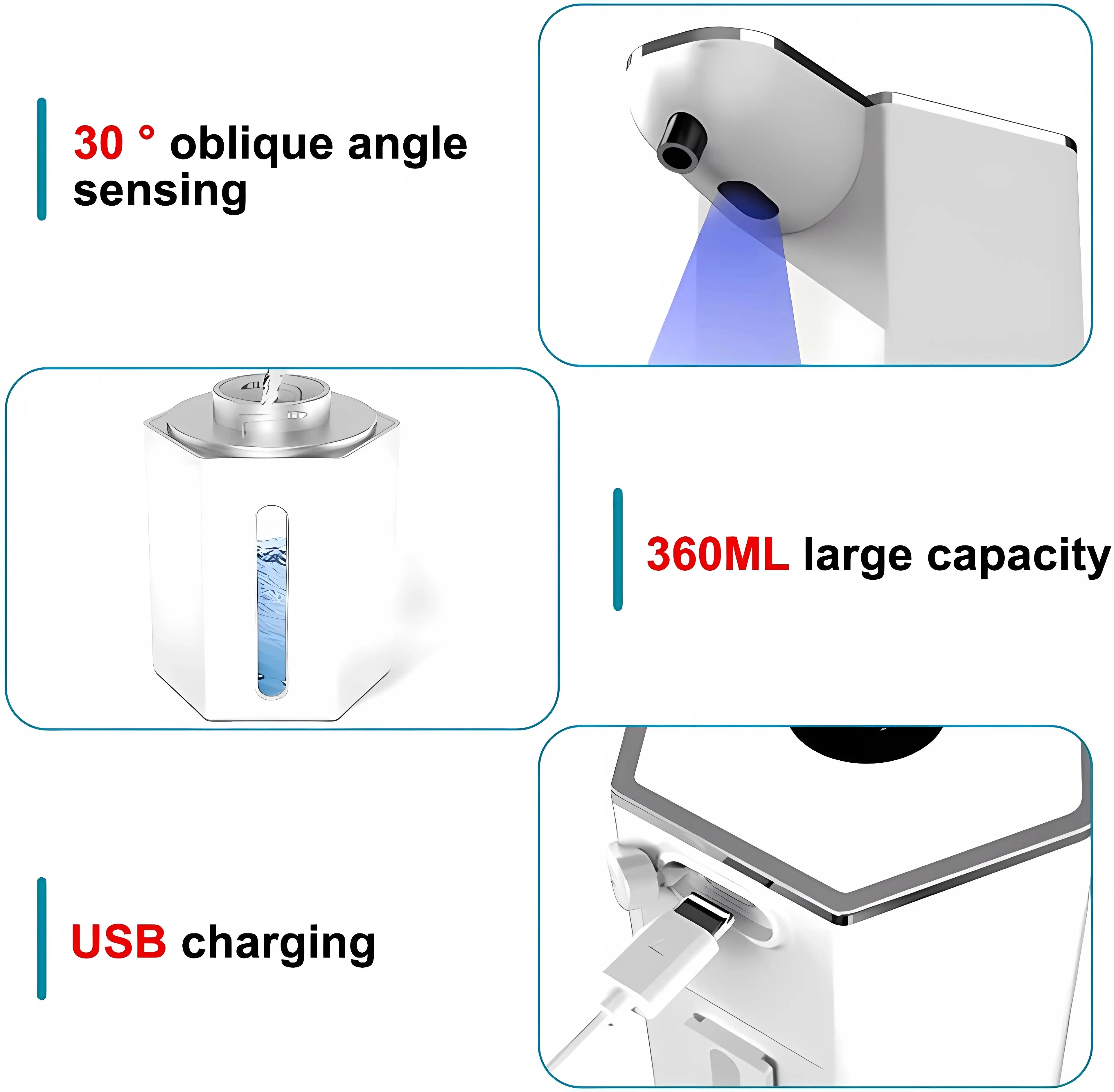 12Oz Touchless Foaming Soap Dispenser with 4 Adjustable Levels | USB Rechargeable, Waterproof Automatic Dispenser for Kitchen, Bathroom & Home Essentials.