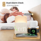 7-In-1 Fast Wireless Charger Trio Magnetic Station with Alarm Clock & 3-Color Dimmable Night Light. Magsafe Dock for Iphone 17-12, Apple Watch, Airpods, Samsung. Fast Charging, USB-C & 2 USB Ports. Portable Travel Desk Organizer for Tiktok Shop