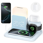 7-In-1 Fast Wireless Charger Trio Magnetic Station with Alarm Clock & 3-Color Dimmable Night Light. Magsafe Dock for Iphone 17-12, Apple Watch, Airpods, Samsung. Fast Charging, USB-C & 2 USB Ports. Portable Travel Desk Organizer for Tiktok Shop