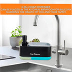 Hand and Dish Soap Dispenser Set Dual Soap Dispenser Sponge Holder 3-In-1 Countertop Soap Pump Dispenser Kitchen Sink(Black)