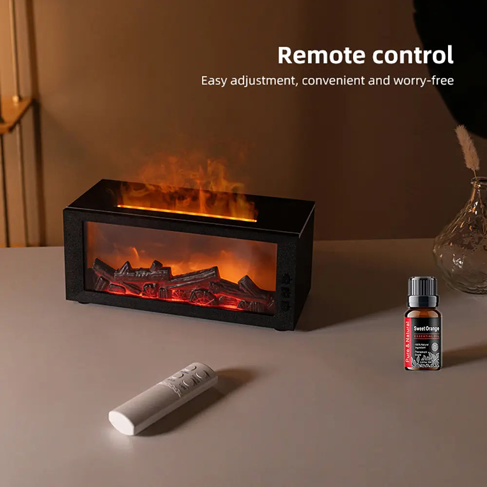 Fragrance Diffuser Mini Air Aroma Humidifier LED Colorful Flame Essential Oil Diffuser Cool Mist Maker with Remote Control Fire Diffuser Usb Diffuser Humidifier Purifier Bourbon Humidifier Whisker Humidifier