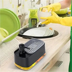 Hand and Dish Soap Dispenser Set Dual Soap Dispenser Sponge Holder 3-In-1 Countertop Soap Pump Dispenser Kitchen Sink(Black)
