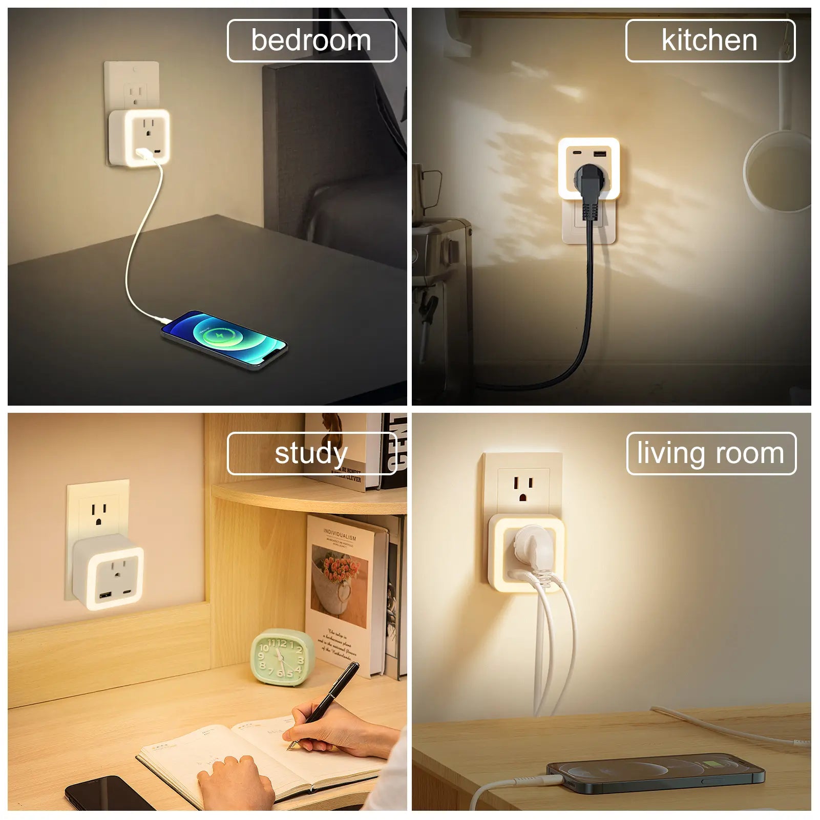 Night Light, 2-Pack of Night Light Inserted into the Wall, Insert Night Light, Adjustable in 3 Brightness Levels, from Dusk to Dawn, Led Night Light, Bedroom, Bathroom, Corridor Warm White
