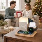 7-In-1 Fast Wireless Charger Trio Magnetic Station with Alarm Clock & 3-Color Dimmable Night Light. Magsafe Dock for Iphone 17-12, Apple Watch, Airpods, Samsung. Fast Charging, USB-C & 2 USB Ports. Portable Travel Desk Organizer for Tiktok Shop