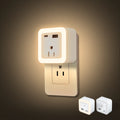 Night Light, 2-Pack of Night Light Inserted into the Wall, Insert Night Light, Adjustable in 3 Brightness Levels, from Dusk to Dawn, Led Night Light, Bedroom, Bathroom, Corridor Warm White