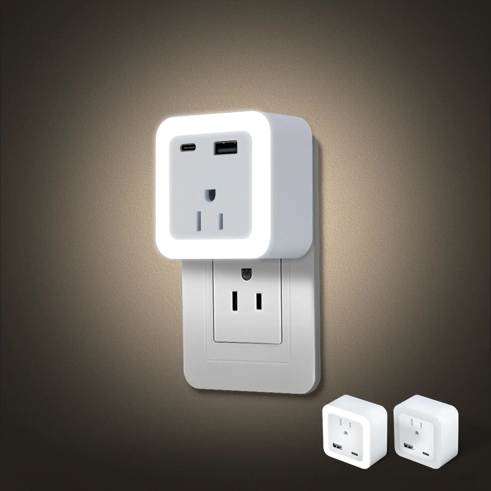 Night Light, 2-Pack of Night Light Inserted into the Wall, Insert Night Light, Adjustable in 3 Brightness Levels, from Dusk to Dawn, Led Night Light, Bedroom, Bathroom, Corridor Warm White