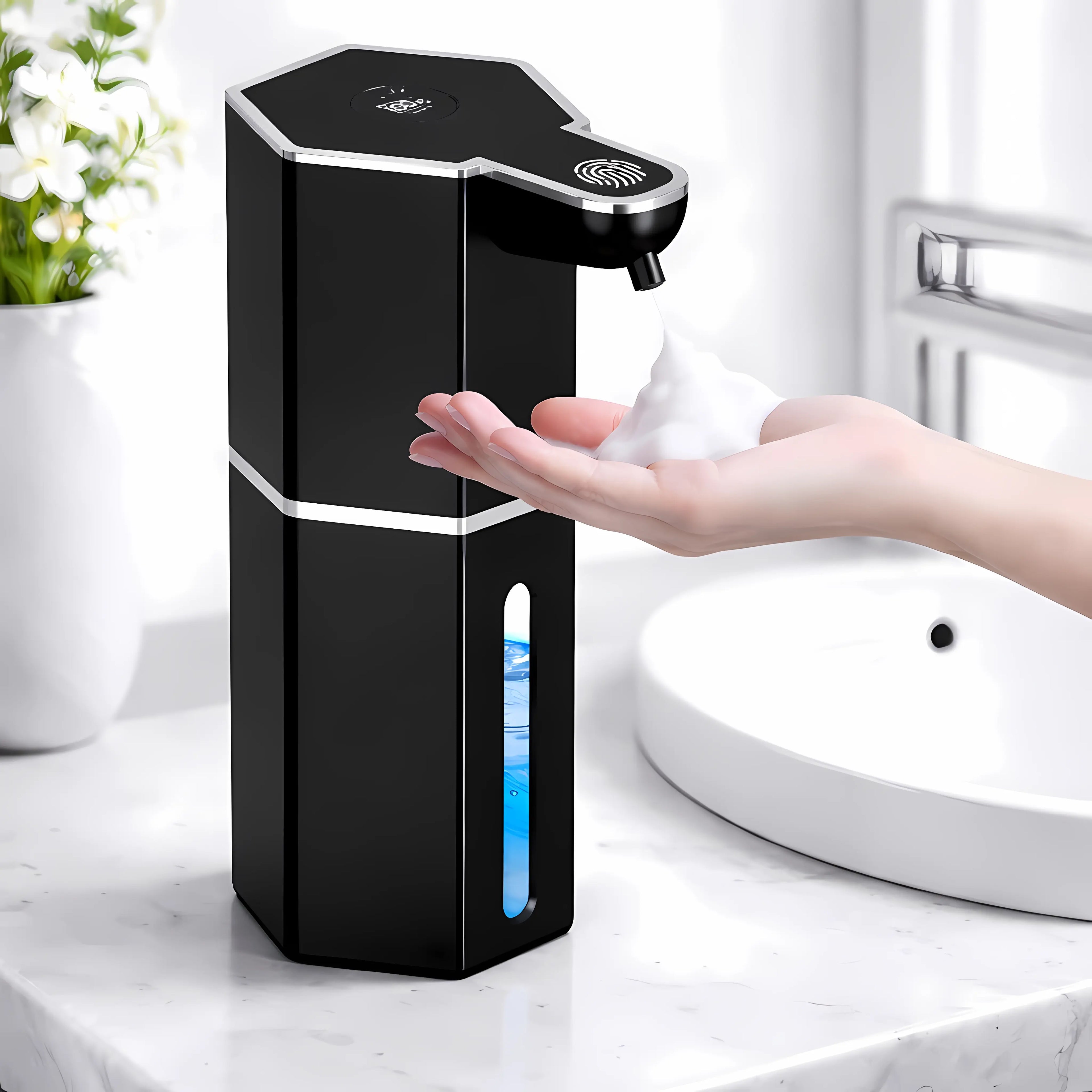 12Oz Touchless Foaming Soap Dispenser with 4 Adjustable Levels | USB Rechargeable, Waterproof Automatic Dispenser for Kitchen, Bathroom & Home Essentials.