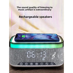 Smart Alarm Clock with Wireless Charging, Bluetooth Speaker, Dimmable Night Light & Ambient Atmosphere Lamp for Bedroom Decor, Bluetooth Speaker (Wireless Charging )