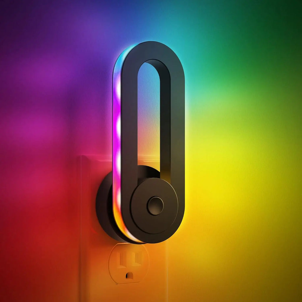 DORESSHOP Rainbow RGB Flowing Night Light with 3 Modes & 180° Rotatable Design Smart Sensor Decorative LED Lamp for Gaming Room Bedroom Nightstand