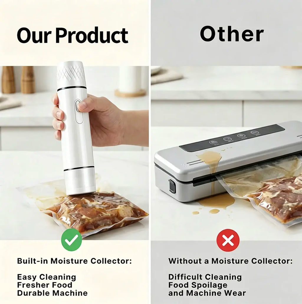 Vacuum Sealer for Food with Visual Water Storage Tank, Handheld Saver Vacuum Sealer Machine With10 Reusable Bags for 5X Preservation & Fresh