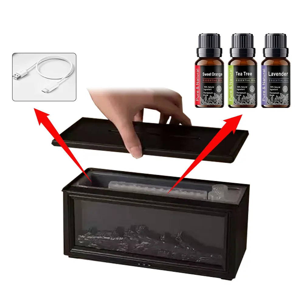 Fragrance Diffuser Mini Air Aroma Humidifier LED Colorful Flame Essential Oil Diffuser Cool Mist Maker with Remote Control Fire Diffuser Usb Diffuser Humidifier Purifier Bourbon Humidifier Whisker Humidifier