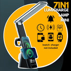 Lumicharge-Mini 7 in 1 Multifunctional LED Desk Lamp with Wireless Charger Adjustable RGB Lighting USB Port & Built-In Display for Indoor Lighting
