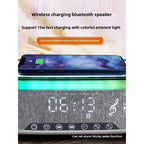 Smart Alarm Clock with Wireless Charging, Bluetooth Speaker, Dimmable Night Light & Ambient Atmosphere Lamp for Bedroom Decor, Bluetooth Speaker (Wireless Charging )