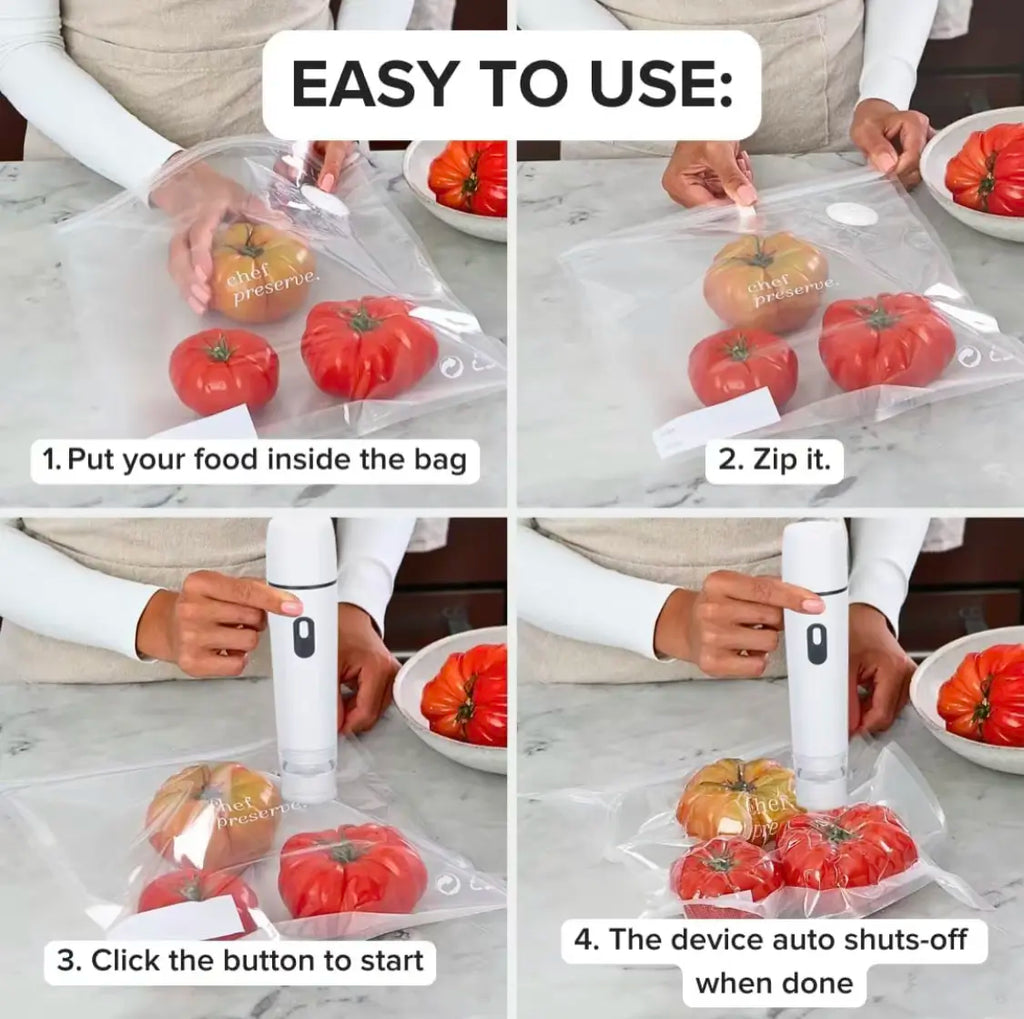 Vacuum Sealer for Food with Visual Water Storage Tank, Handheld Saver Vacuum Sealer Machine With10 Reusable Bags for 5X Preservation & Fresh