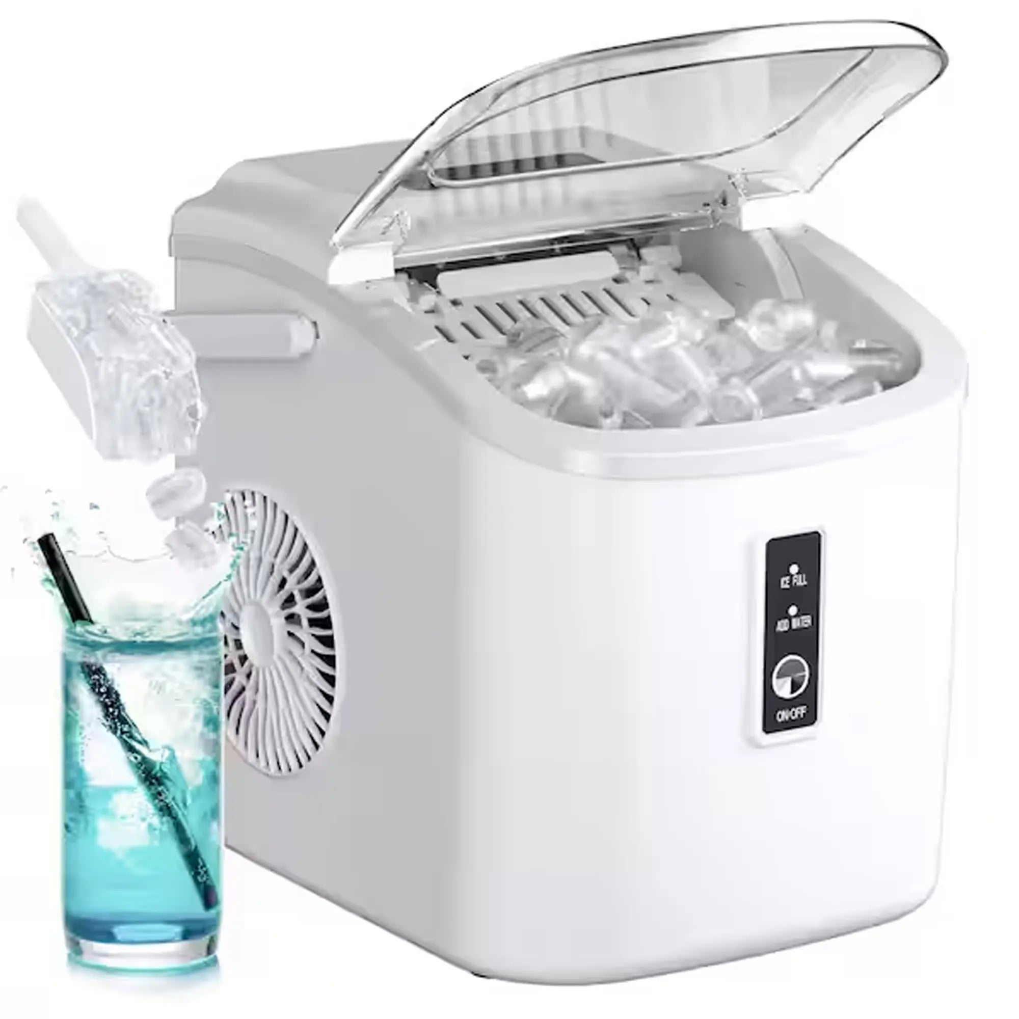 EUHOMY Ice Maker Countertop with Handle, 26Lbs in 24Hrs, 9 Ice Cubes Ready in 6 Mins, Auto-Cleaning Portable Ice Maker with Basket and Scoop, for Home/Kitchen/Camping/Rv. (2024 New Silver) Utensils