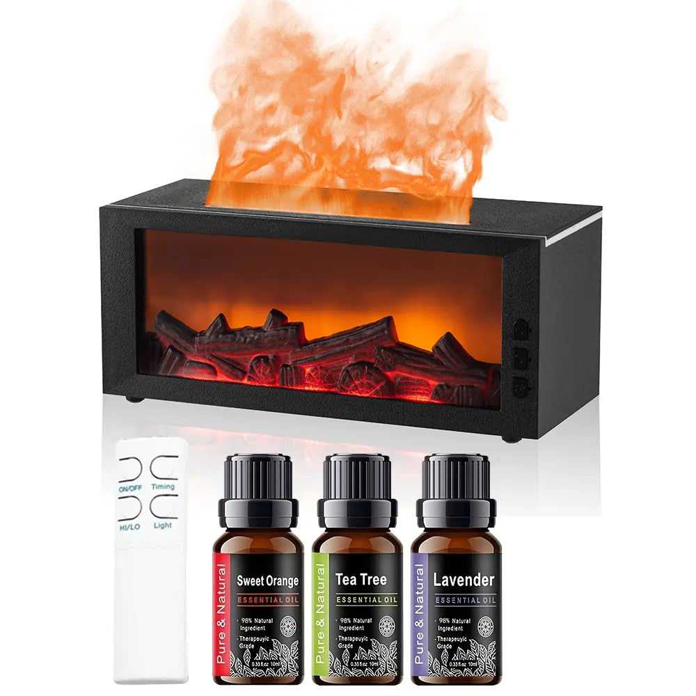 Fragrance Diffuser Mini Air Aroma Humidifier LED Colorful Flame Essential Oil Diffuser Cool Mist Maker with Remote Control Fire Diffuser Usb Diffuser Humidifier Purifier Bourbon Humidifier Whisker Humidifier