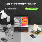 7-In-1 Fast Wireless Charger Trio Magnetic Station with Alarm Clock & 3-Color Dimmable Night Light. Magsafe Dock for Iphone 17-12, Apple Watch, Airpods, Samsung. Fast Charging, USB-C & 2 USB Ports. Portable Travel Desk Organizer for Tiktok Shop