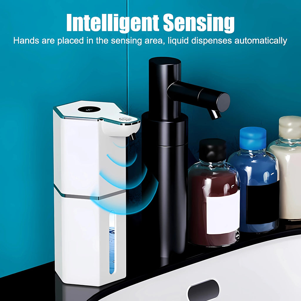 12Oz Touchless Foaming Soap Dispenser with 4 Adjustable Levels | USB Rechargeable, Waterproof Automatic Dispenser for Kitchen, Bathroom & Home Essentials.
